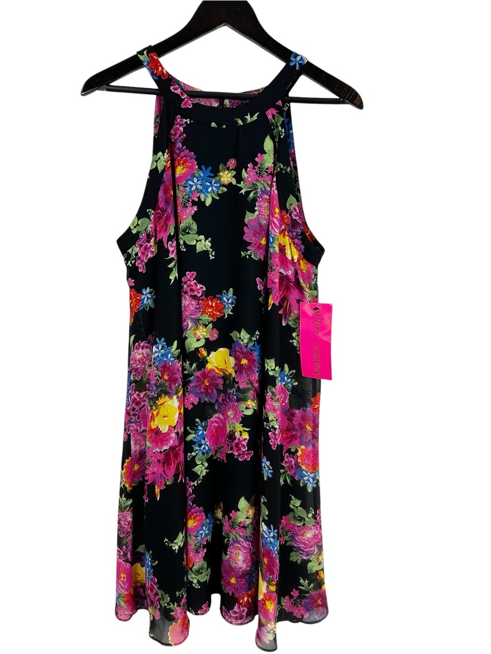 Betsey Johnson Floral High Neck A-Line Dress Size 14 NWT